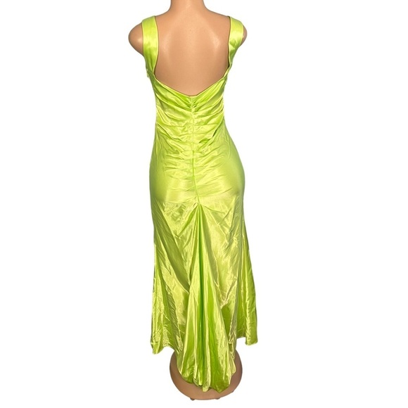 Zum Zum by Niki Livas Vintage Y2K Lime Green Satin Dress - Picture 5 of 8